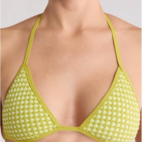 SOLID & STRIPED Lime Checkered Bikini Top - Picture 2 of 7